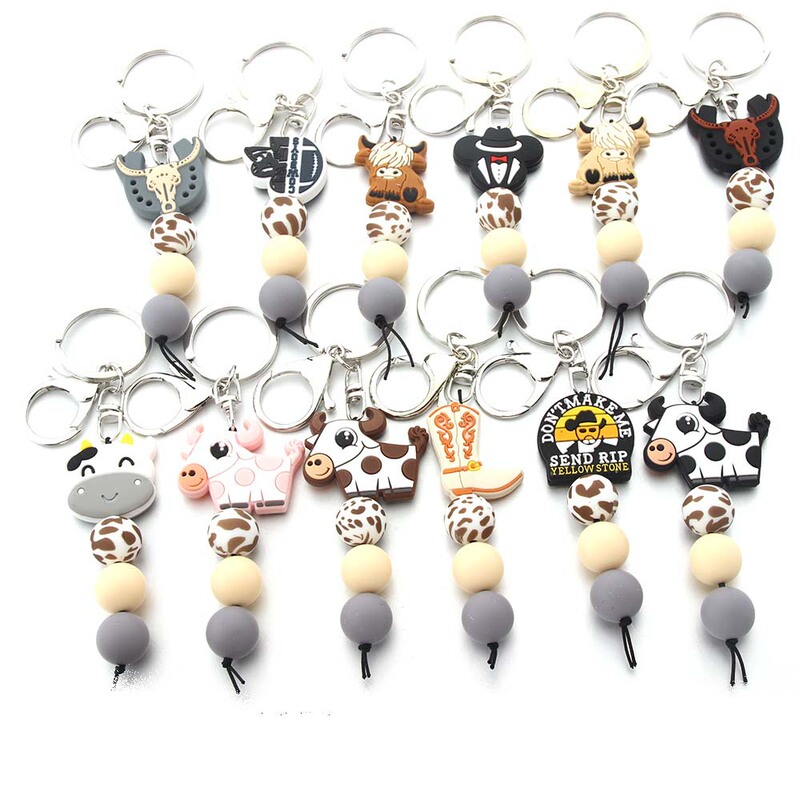 New cross-border bulltooth hat letter silicone beads keychain pendant creative cartoon bracelet bag pendant New cross-border bulltooth hat letter silicone beads keychain pendant creative cartoon bracelet bag pendant