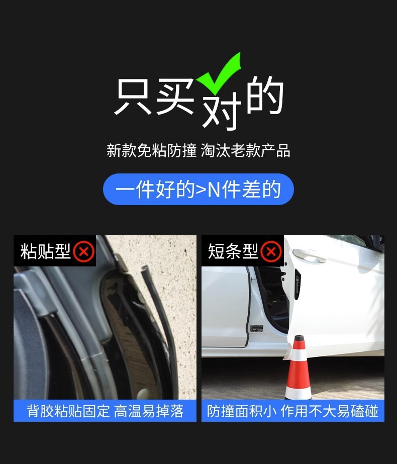 Car Door Anti-Collision Strip, Universal Door Edge Protection Strip, No-Adhesive Door Opening Anti-Scratch and Anti-Bump Adhesive Strip, Decorative Accessories