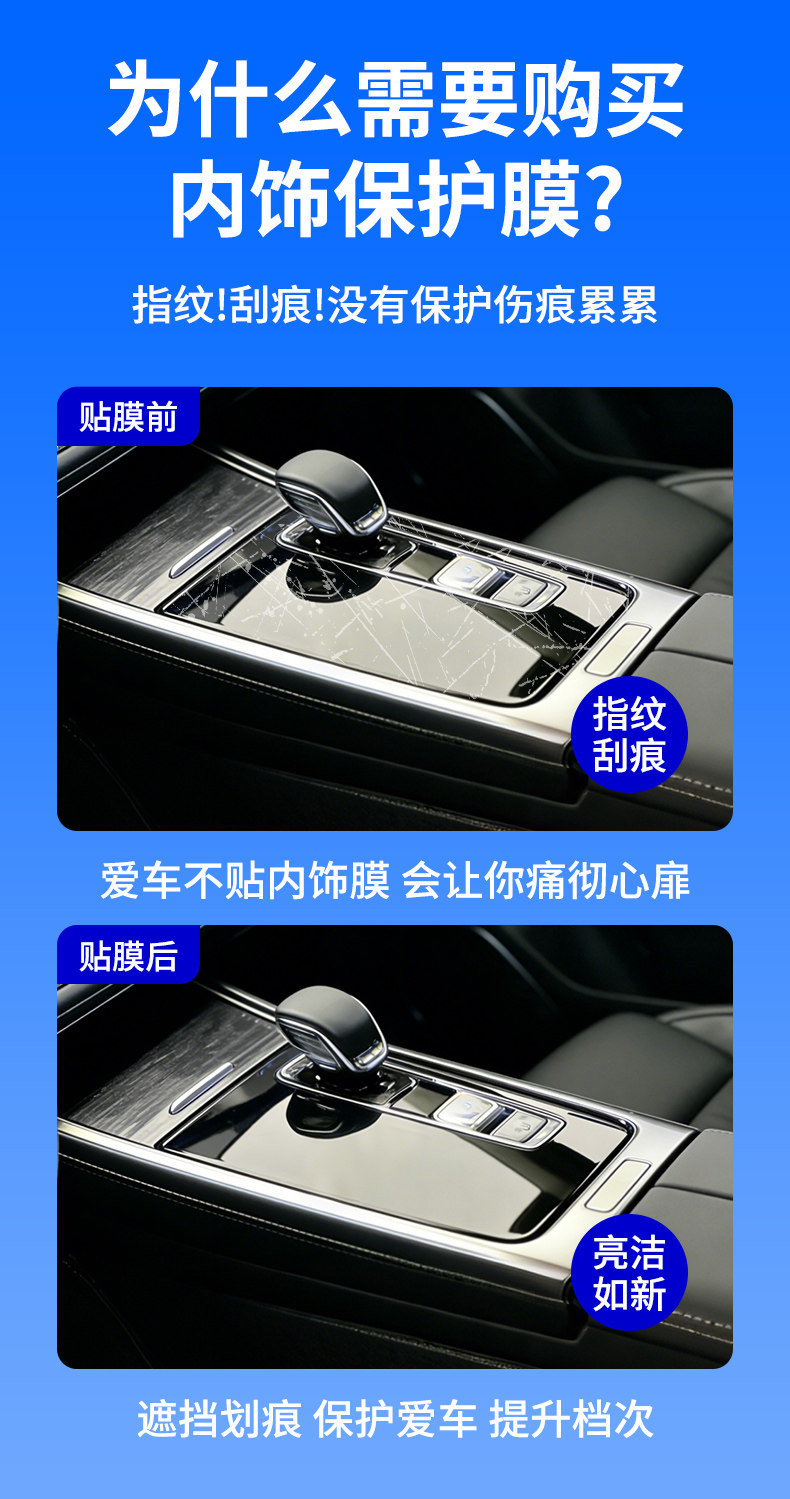 Suitable for Mengshi 917 interior protective film, center console sticker, navigation screen tempered film, accessories, threshold strip modification