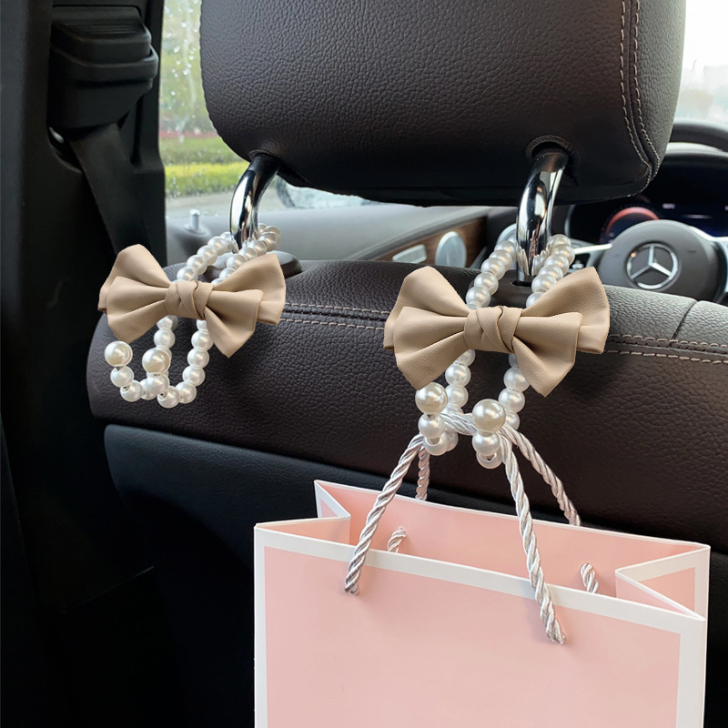 Gancho de lazo de perla para coche Gancho trasero del asiento delantero para coche Gancho pequeño multifuncional para coche