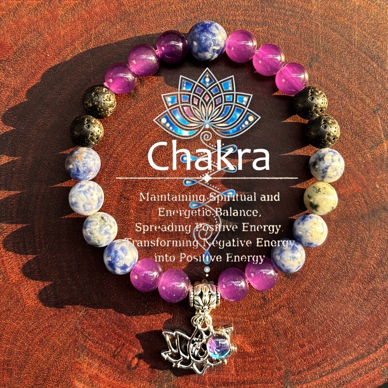 Temu Xiyin Tk Lotus Lapis Lazuli Volcanic Stone Beaded Elastic Cord Bracelet Wholesale Amethyst Buddha Beads