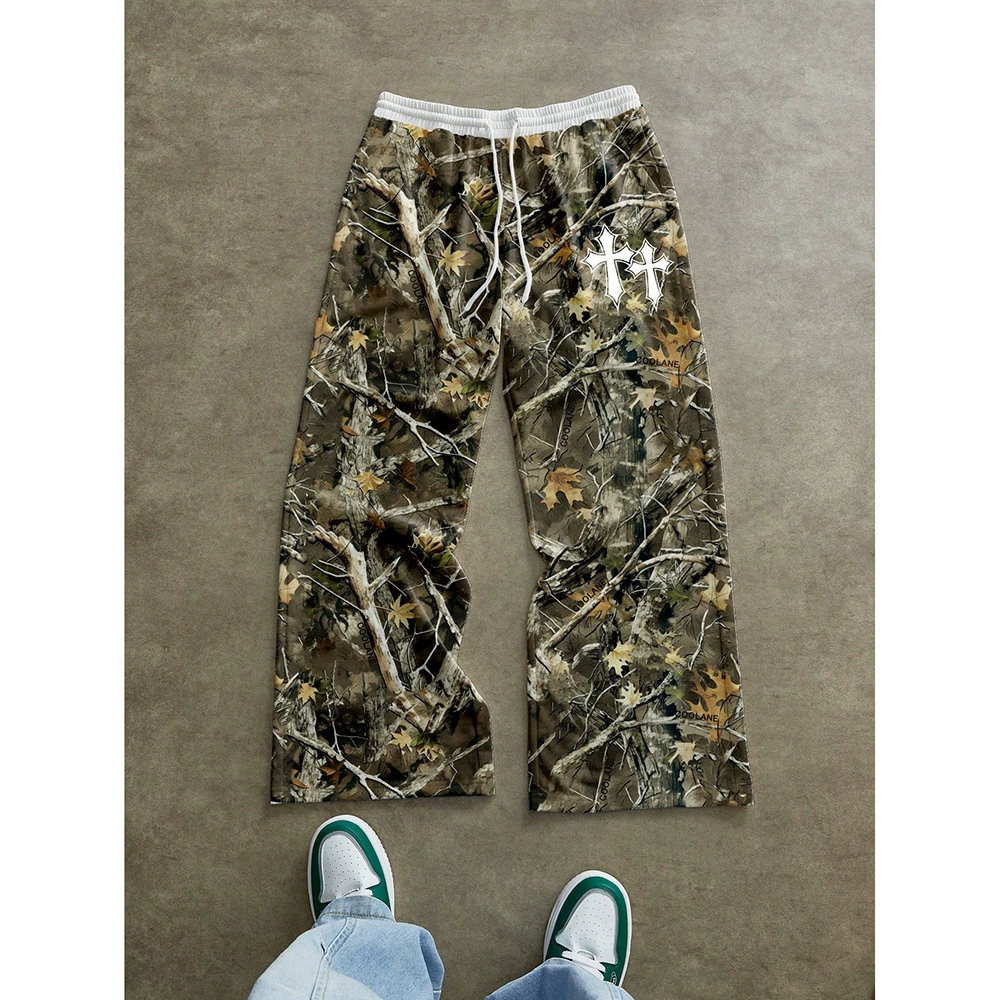Эластичные camouflage брюки, свободный крой для подростков, регулируемая талия, размеры S–XXL