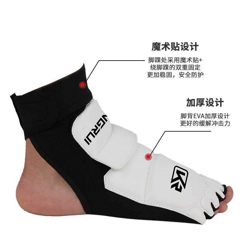 Transfronterizo kangrui taekwondo guantes pie protector resistente al desgaste lucha boxeo pie protector fabricante