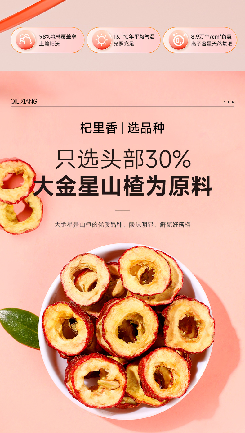 Dried Hawthorn Fruit Slices Seedless Pitted Shan Zha for Tea and Soup 25g Bag key features