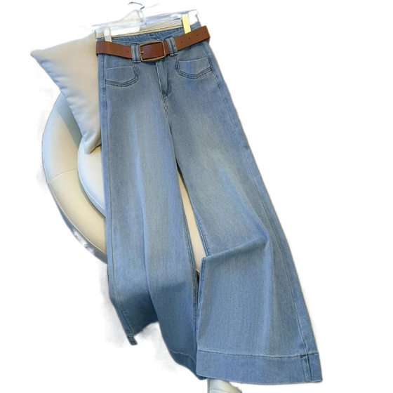 Weila Large Wide Leg Jeans Women's Spring and Autumn 2025 New Explosions Small Light Color Straight Trumpet Pants
