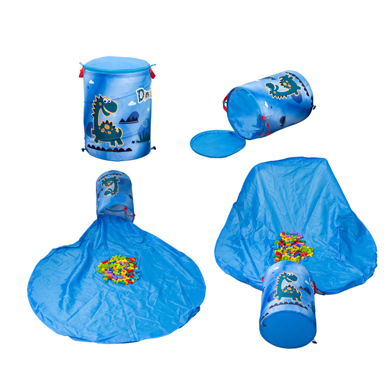 Oxford cloth round storage basket Velcro 2-in-1 toy storage bag with color printed game mat 1428B