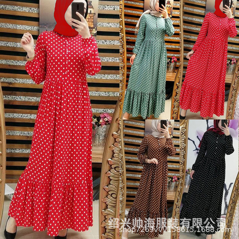 Cross-border new Turkish women's wave point dress street high waist dress Amazon explosions a generation of hair