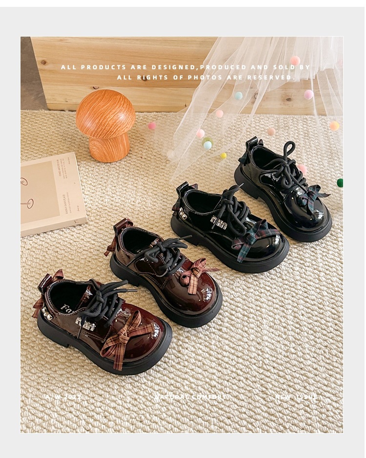 Mädchen Lederhalbschuhe Im Britischen Stil Mit Schleife Und Karo_voghion.com