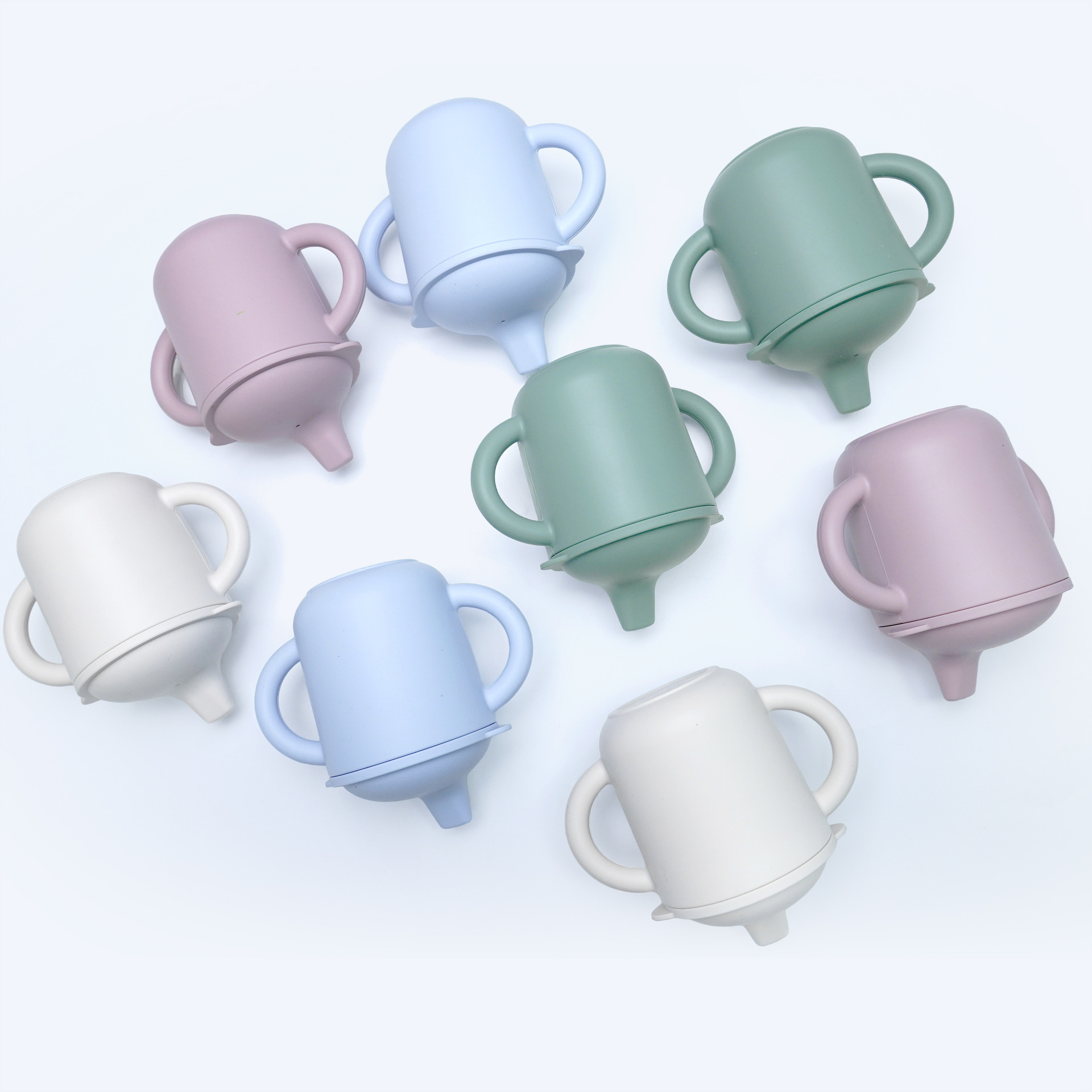 Taza de agua de bebés resistente a altas temperaturas a prueba de caídas a prueba de fugas taza de agua de bebés de silicona de doble oreja boca de pato taza de aprendizaje