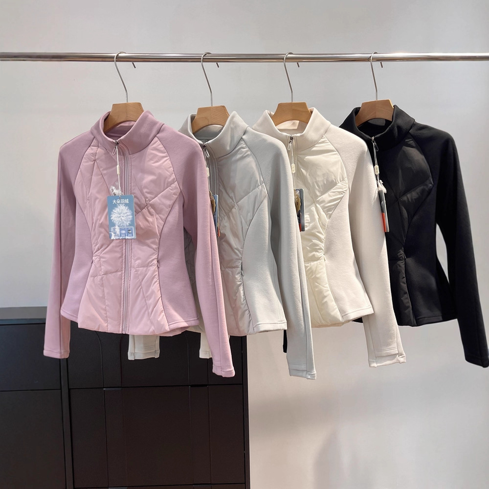 New National Standard 90 White Duck down Cross-Line Lightweight Warm down Jacket Stand Collar Autumn and Winter Air Layer Splicing Jacket for Women