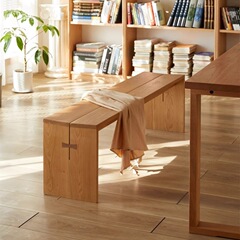 無垢材ロングベンチ家庭用北欧モダンシンプルなダイニングテーブルスツールチェリーウッド寝室ベッドサイドベンチ