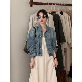 短款牛仔外套女春秋2025新款宽松显瘦设计感小众bf