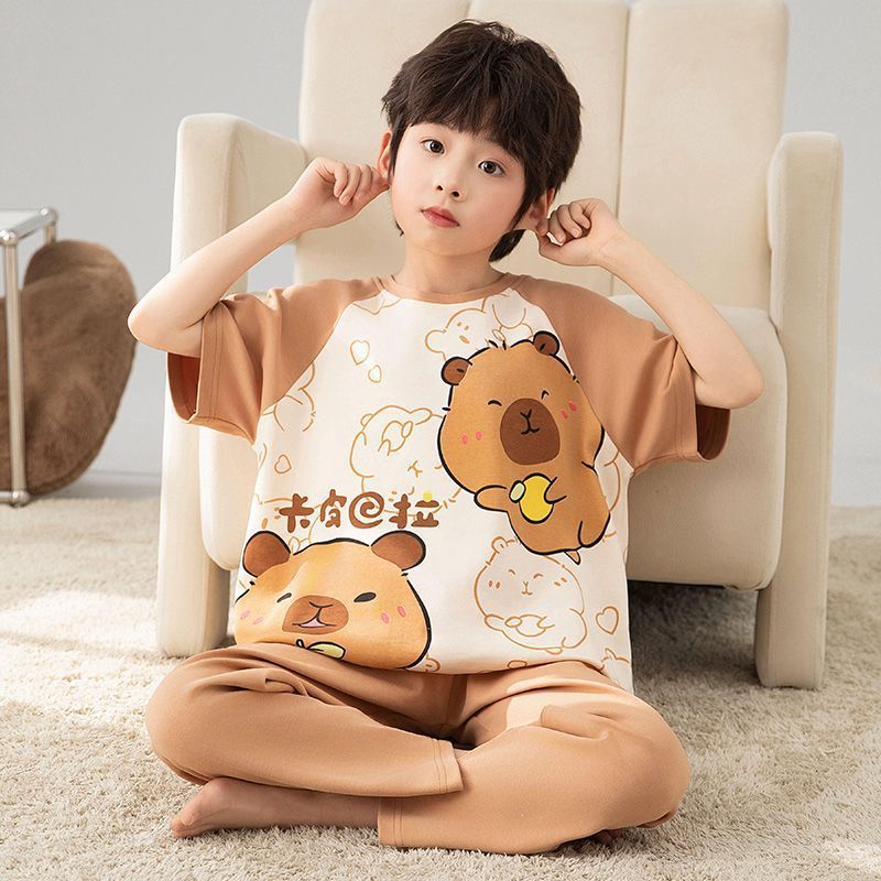 Pijamas infantiles niños lindos pantalones de manga corta de dibujos animados set 2026 verano nuevo niño ropa de hogar para niños