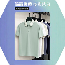 2026新款男士夏季翻领Polo衫纯色简约商务休闲短袖中年爸爸装T恤