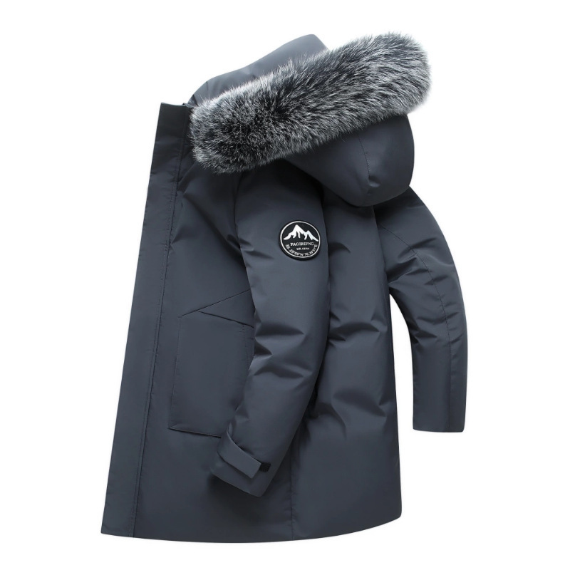 Men's Down Jacket Hooded Warm Thick Mid-length Winter Coat_voghion.com