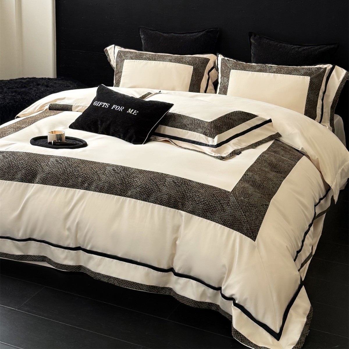 Modern Light Luxury Style Spliced Jacquard Bedding Bedding Four-Season Pure Cotton Long-Staple Cotton Four-Piece Set Home Textile Mulsanne