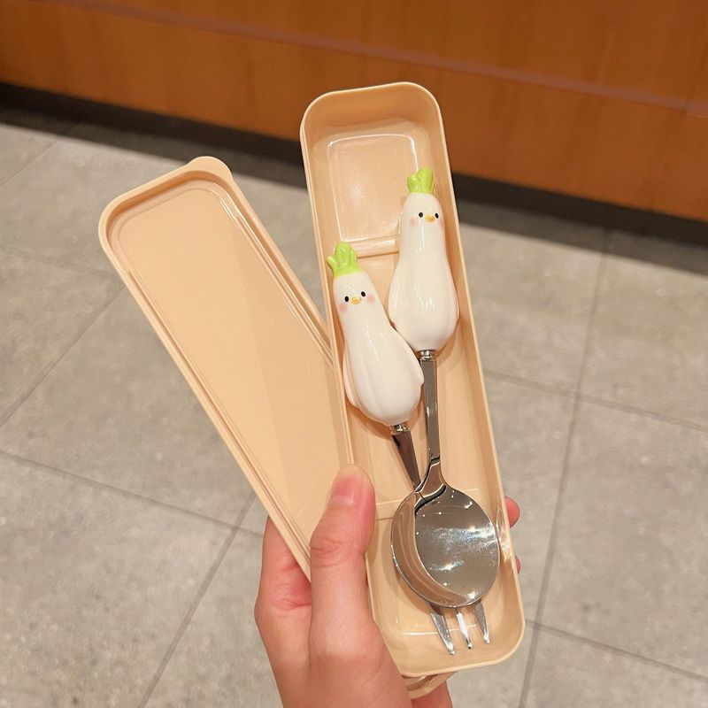 入学新商品学生携帯スプーン箸セットかわいいスプーンスプーンスプーン高颜値スプーンフォーク二合一|undefined