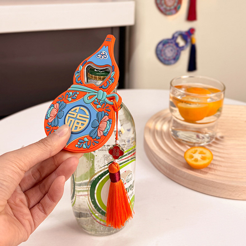 春節新年冷蔵庫マグネット栓抜き 福禄磁気装飾ソフトジェルビール栓抜き クリエイティブギフト|undefined