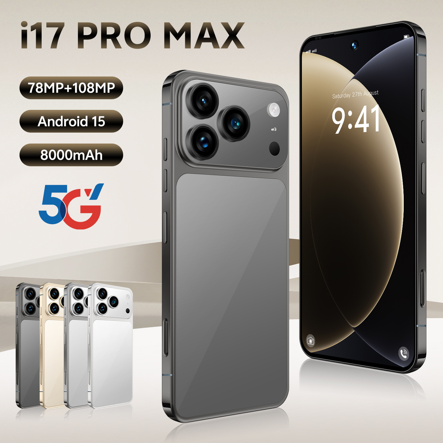 Transfronterizos Android teléfono i17 Pro Max inteligente 16 + 1T alta definición de la fábrica de la fuente de comercio exterior de teléfonos móviles