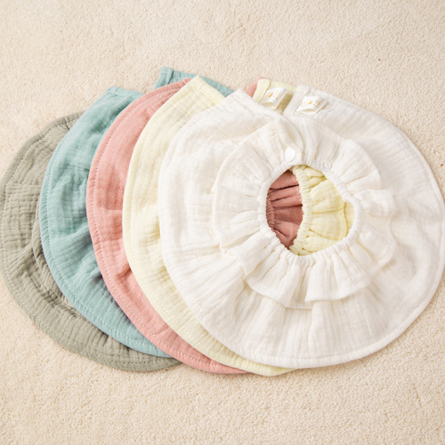 Baby crepe ruffled pure cotton gauze bib saliva napkin baby waterproof spit-up bib newborn baby bib