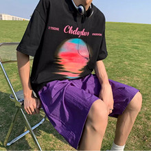 多巴胺紫色冰丝短裤男2024年夏季新款薄款情侣休闲速干沙滩裤子