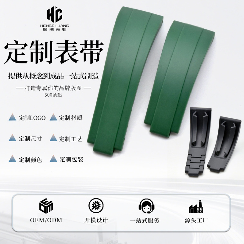 TPU watch strap, suitable for Rolex watches, including the Submariner and Daytona models, with a double-convex design, 20/21mm width, and can be cut to size