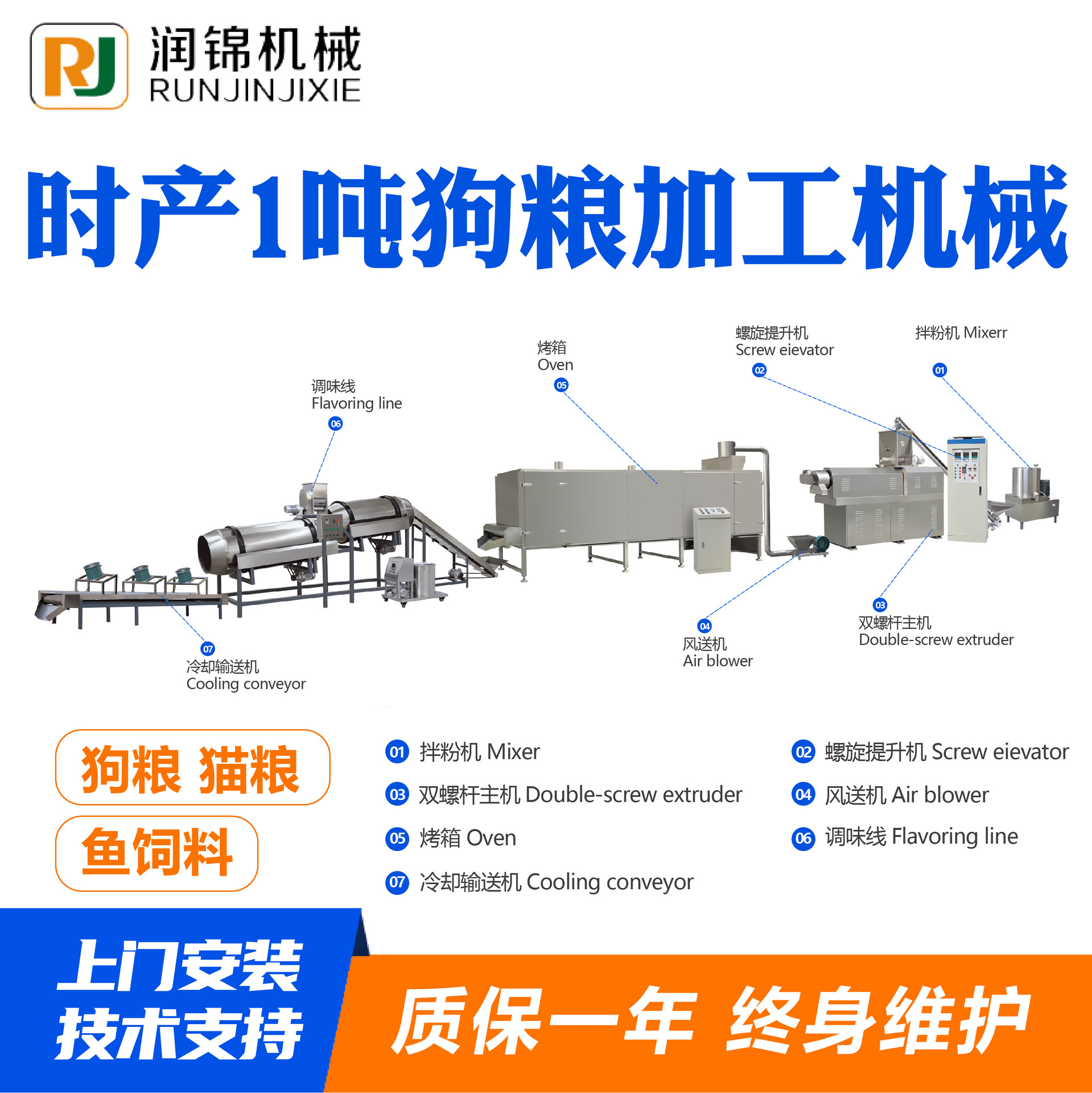 狗粮加工机械厂家狗粮猫粮宠物粮生产线 狗粮生产设备 饲料膨化机
