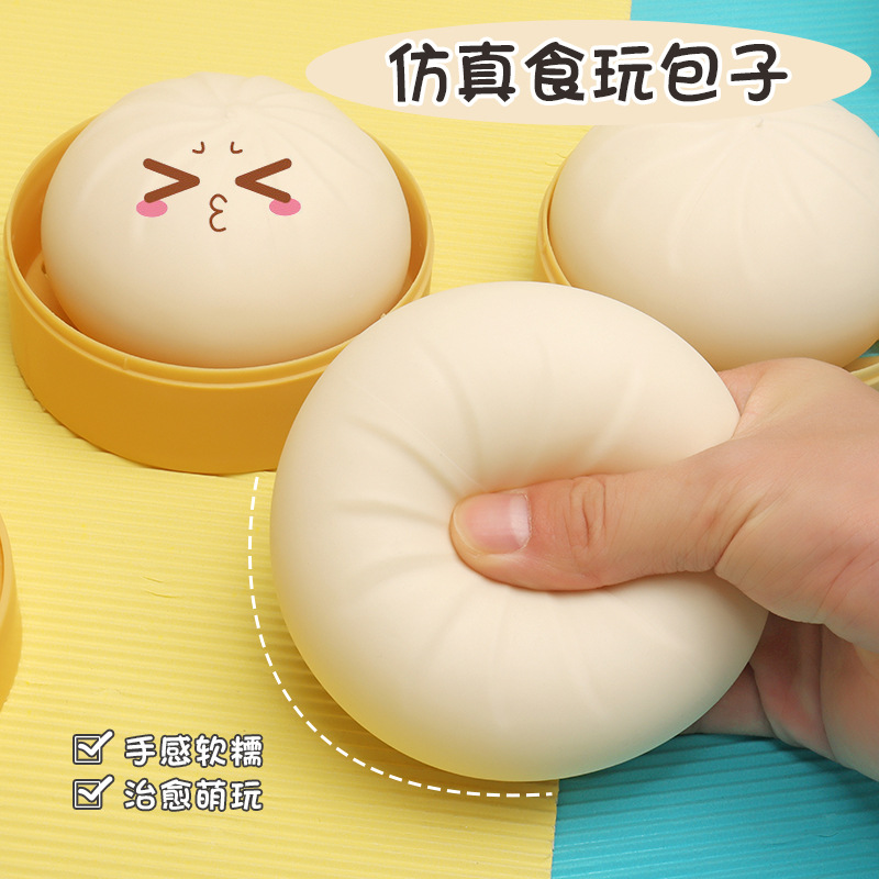Large-Sized Simulation Stress Relief Tool: Baozi Frustration-Relief Squeeze Toy with Slow-Rebound Design, Imitating Real Xiaolongbao Dumplings