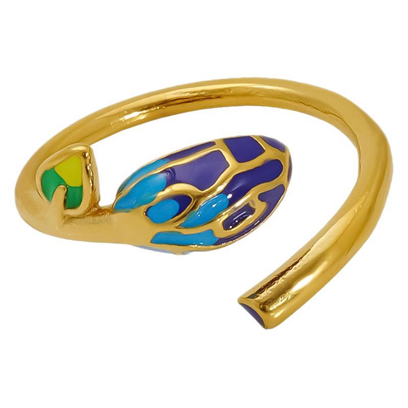 Anillo de hoja de capullo de flor de epoxi europeo y americano, temperamento de moda de Mori, anillo de apertura de tamaño libre ajustable, anillo de dedo de acero inoxidable para mujer