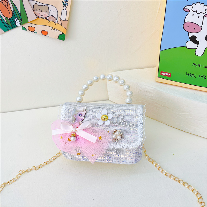 Nuevo bolso de los niños de moda Princesa Aisha Perla bolso de estilo Coreano lentejuelas bolsa de mensajero para las niñas