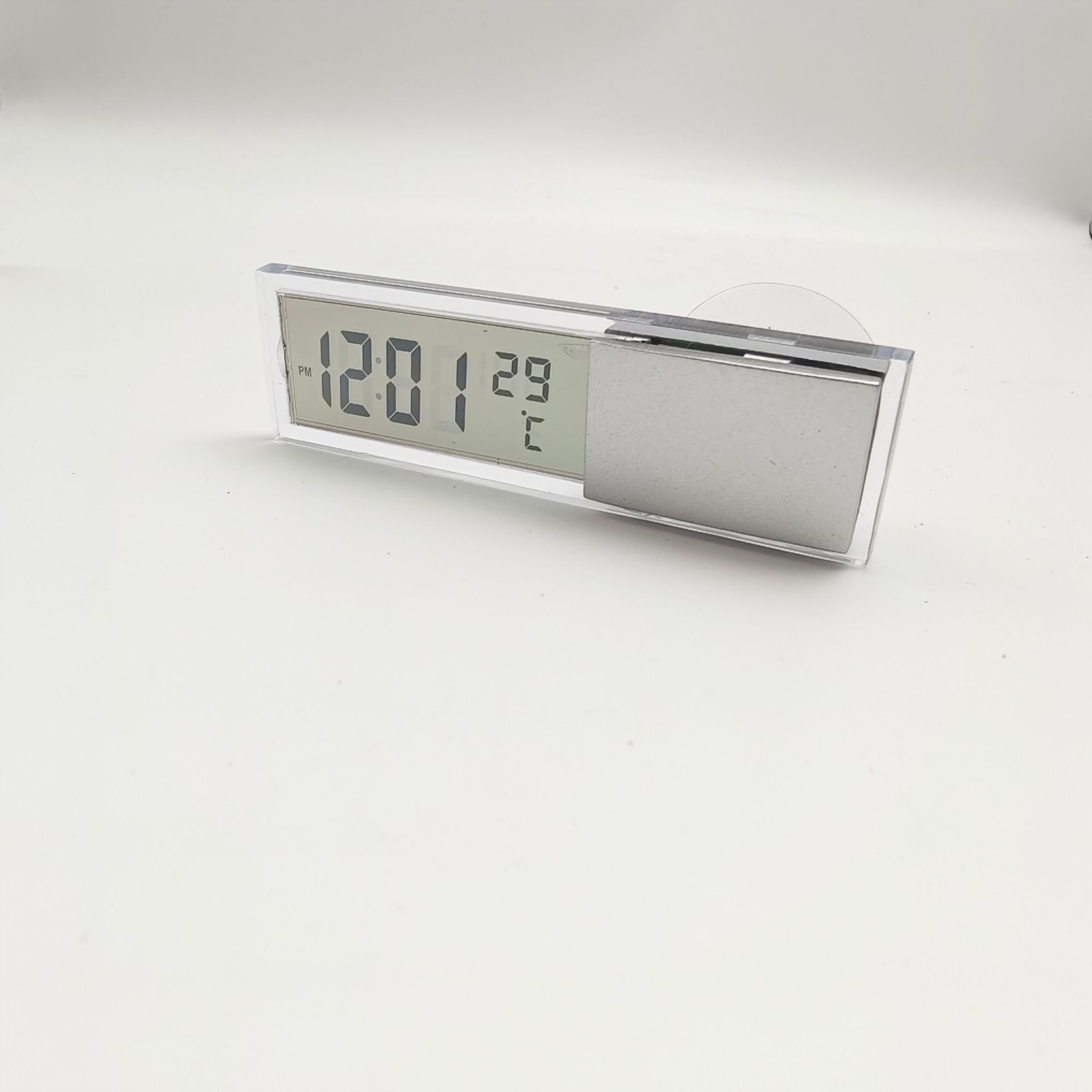 Suction Cup Electronic Clock for Display, Glass Time Display, Car Accessories, LCD Car Electronic Clock, Dual-Use Thermometer