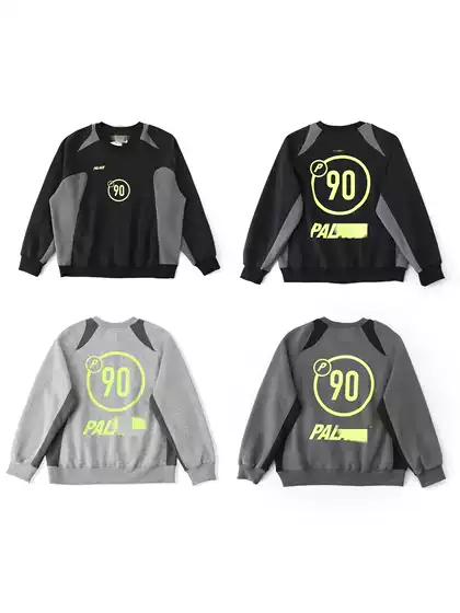 Cross border top version PALA x Ni FW25 spliced logo and velvet pullover round neck sweatshirt