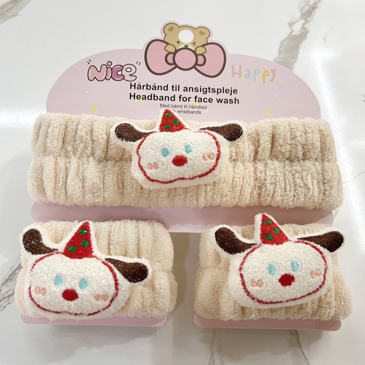 Banda de cabello de moda con tarjeta de papel dulce decoración de animales pequeños de peluche de lavado banda de cabello de dibujos animados correa de muñeca tridimensional
