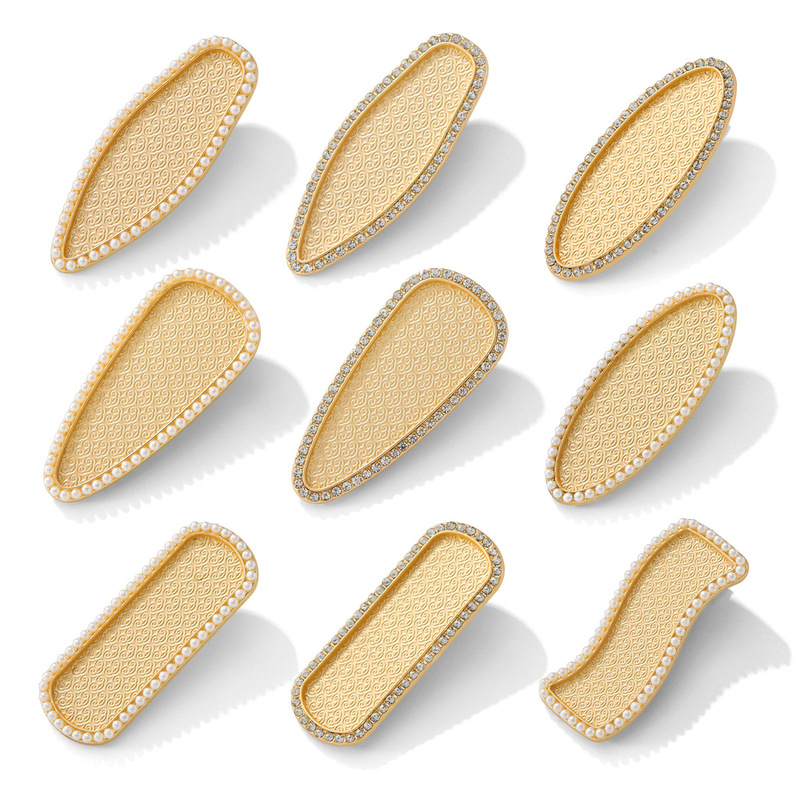 New Song Dynasty Brocade Pearl Oval Hairpin with Groove and Cover, Inlaid with Jade and Patchwork DIY Handmade Hair Accessory, Simple Headwear Accessory