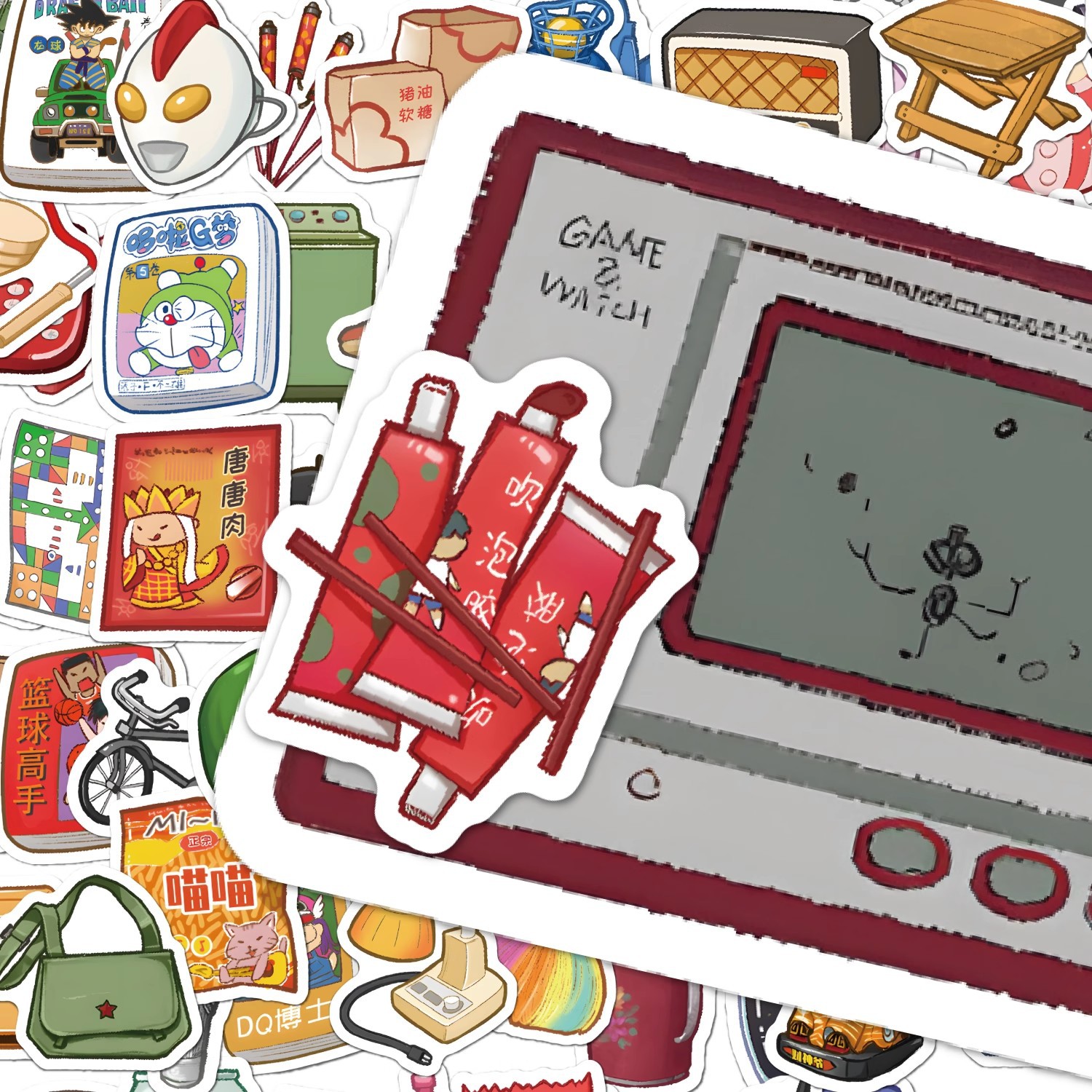 童年回忆贴纸卡通可爱创意治愈手账咕卡咕背封口贴手机壳diy防水