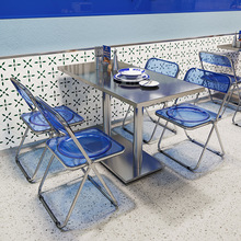网红工业风泰式餐厅餐桌椅组合小吃店不锈钢小方桌子餐饮店椅子