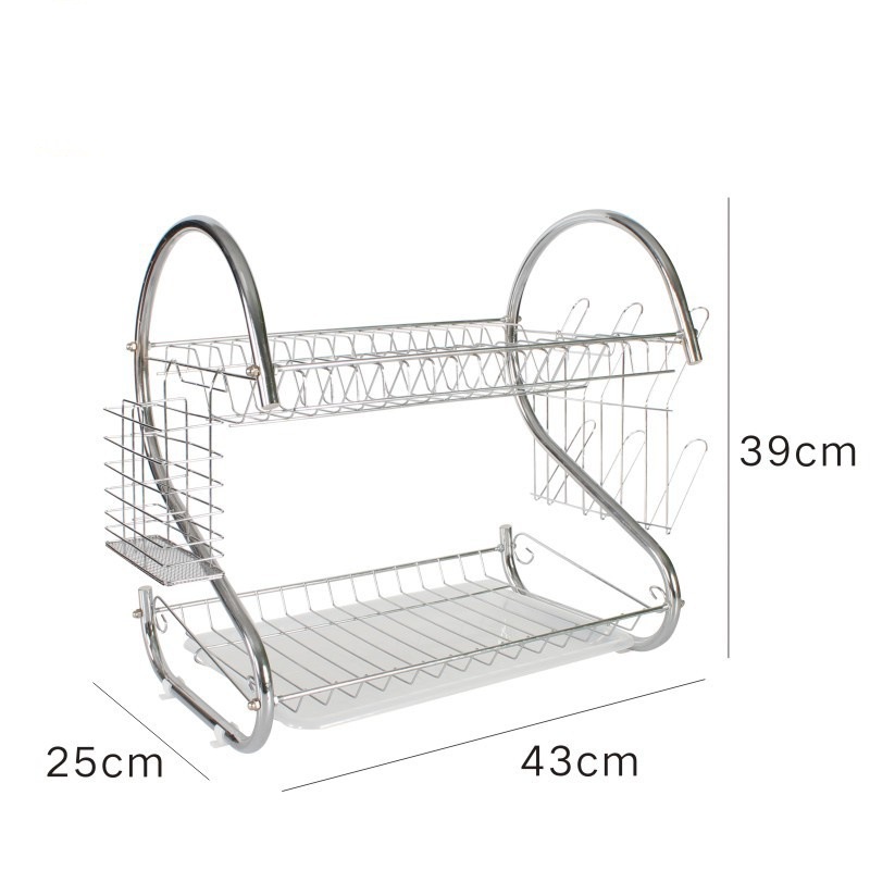 Escurridor de Platos Doble Capa Tipo S de Hierro con Soporte para Cuchillos para Encimera de Cocina image 10