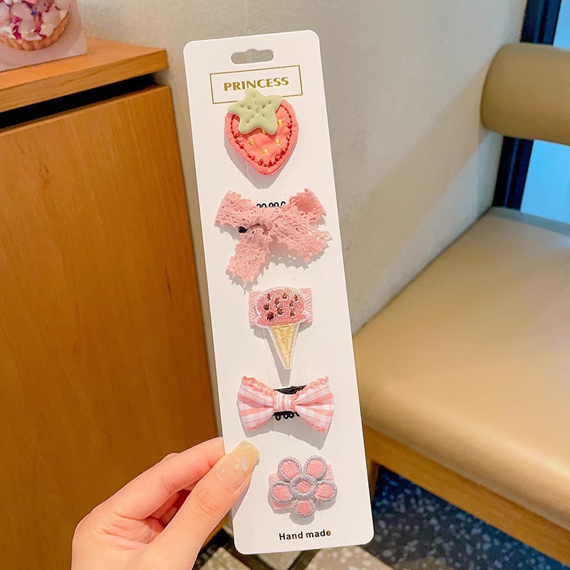可爱花朵蝴蝶结儿童侧边发夹布包女童发卡婴儿宝宝不伤发汗毛夹子|undefined