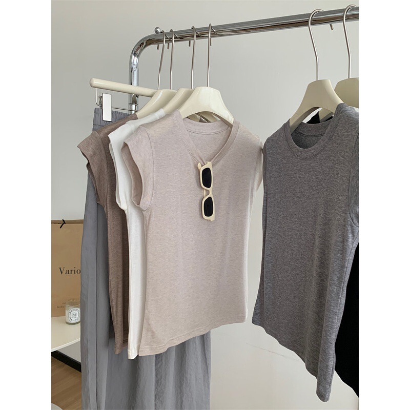 Lyocell Tencel Wool Short-Sleeve T-Shirt for Women, Summer Thin Style, Slim Fit, Versatile, Regular Shoulder Short Top for Women