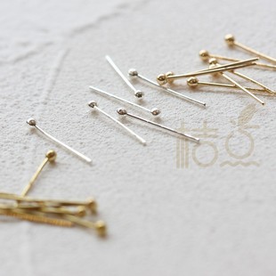 DIY jewelry copper accessories 16*0.6mm round needle plated with thick real gold thick real silver short ball needle (4536C)