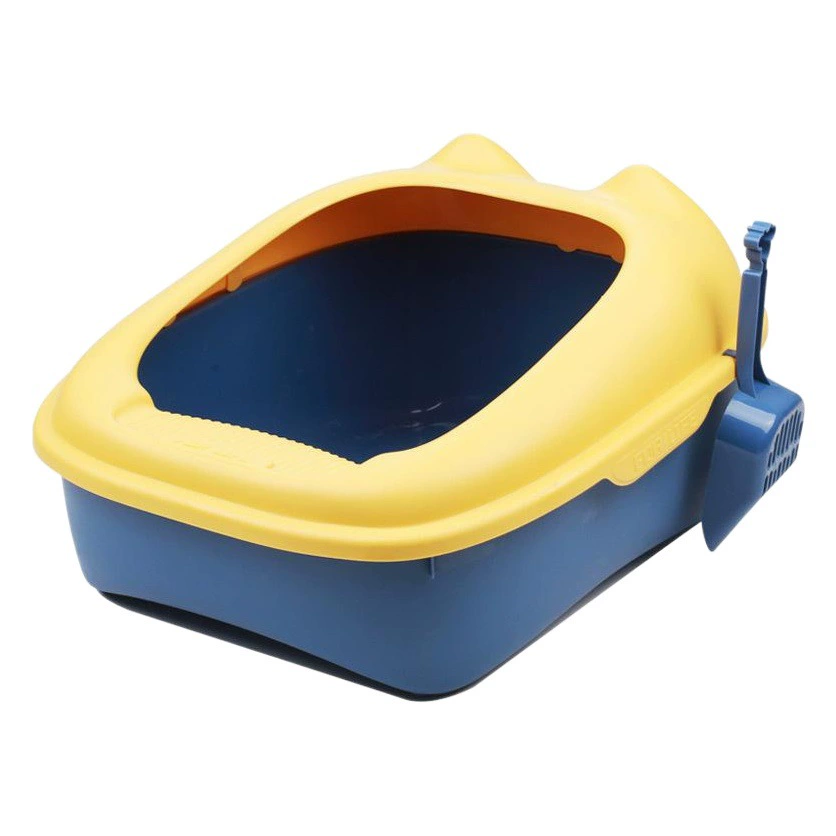Полузакрытый кошачий туалет с завитым хвостом, кошачий туалет, товары для домашних животных, с высокими бортами, защищенный от брызг, большого размера, в комплект входит совок для кошачьего туалета