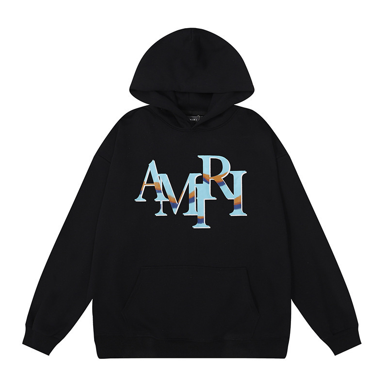 アメリカンストリート Amiri ニッチハイストリート男性と女性のカップルソリッドカラーコットンプリントプルオーバースウェットシャツレトロパーカー|undefined