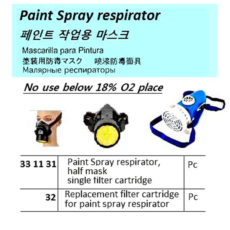 IMPA 331131 Máscara de pintura de cabeza única Modelo 305 331132 Cartucho de gas de repuesto Modelo 203