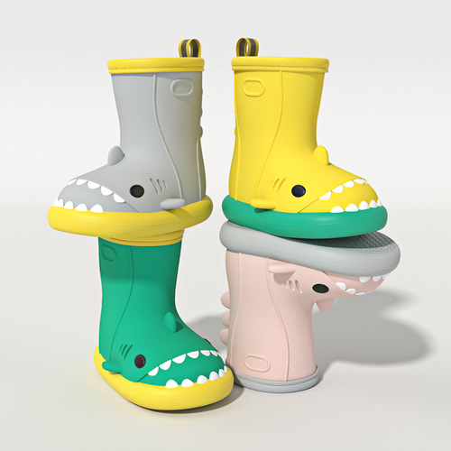 Shark rain boots for women, adult cute summer indoor and outdoor non-slip big children's rubber shoes, cute parent-child waterproof rain boots for women