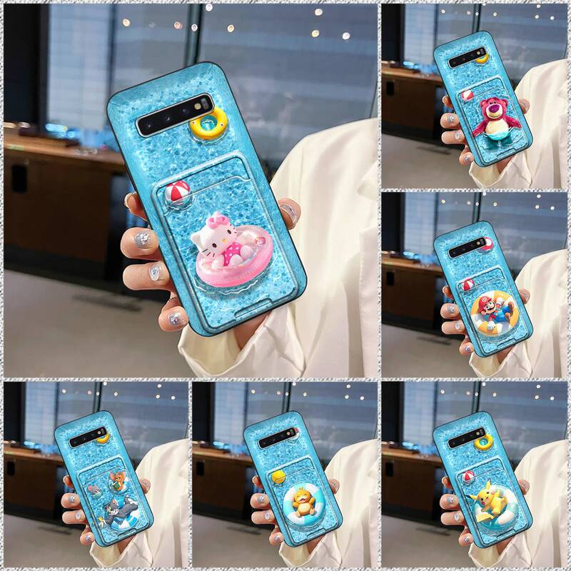 Suitable for Samsung Mobile Phone Cases, Cartoon Swimming Rings, Swimming Pools, Full-Coverage Soft Shells for Men and Women, Personalized Card Holders, Funny and Trendy