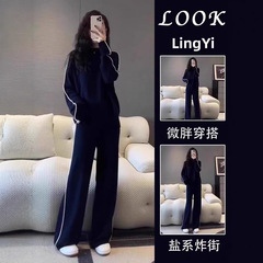 跨境 大码2025秋季运动套装女显瘦时尚卫衣女休闲两件套胖mm300斤