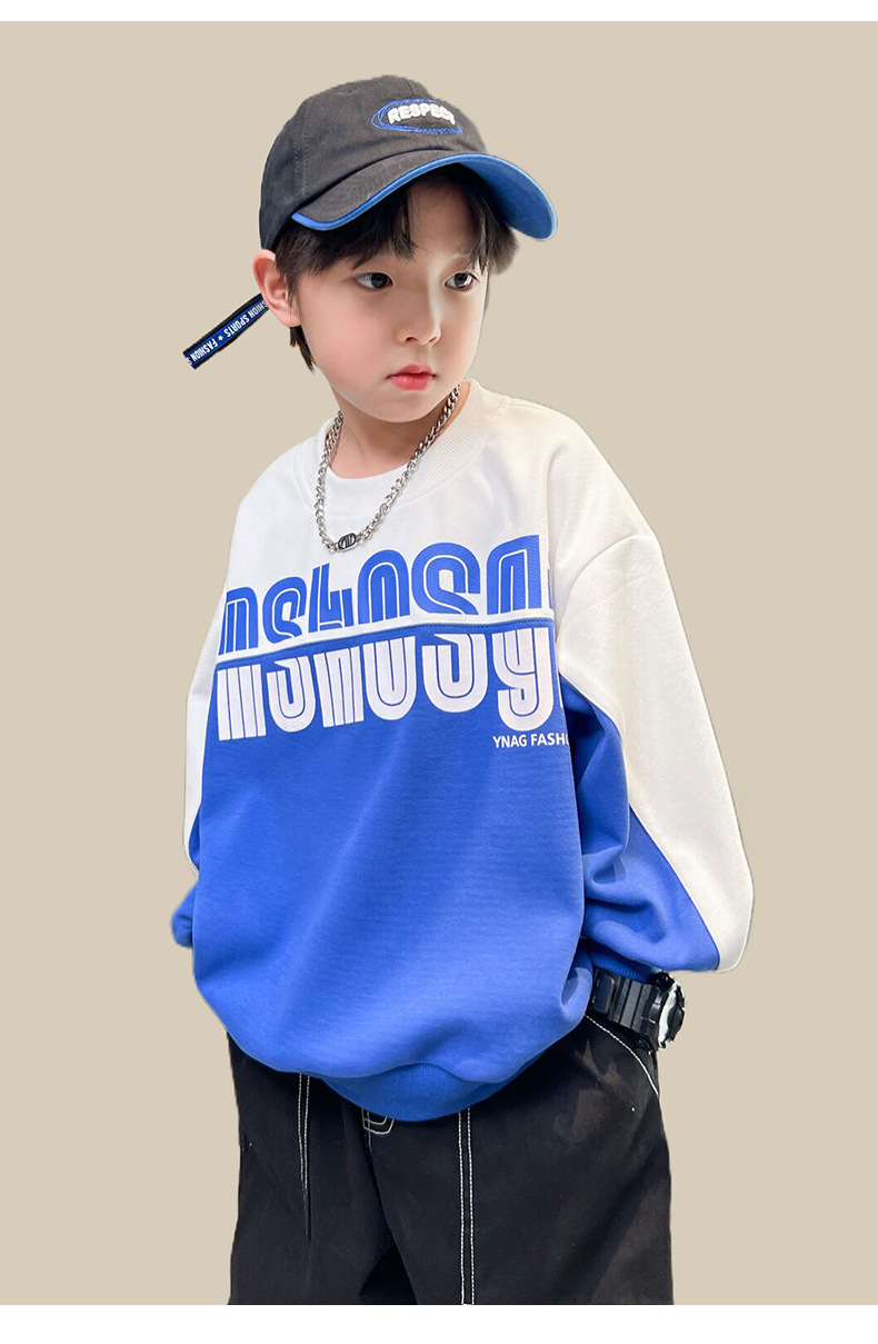 Sweat à capuche garçon à manches longues style color block_voghion.com