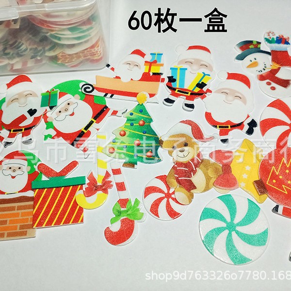 Especial transfronterizo para la decoración de pasteles de Navidad Papel de arroz glutinoso rojo neto Día de San Valentín Pegatinas de papel de arroz glutinoso de Pascua Adornos de platos fríos