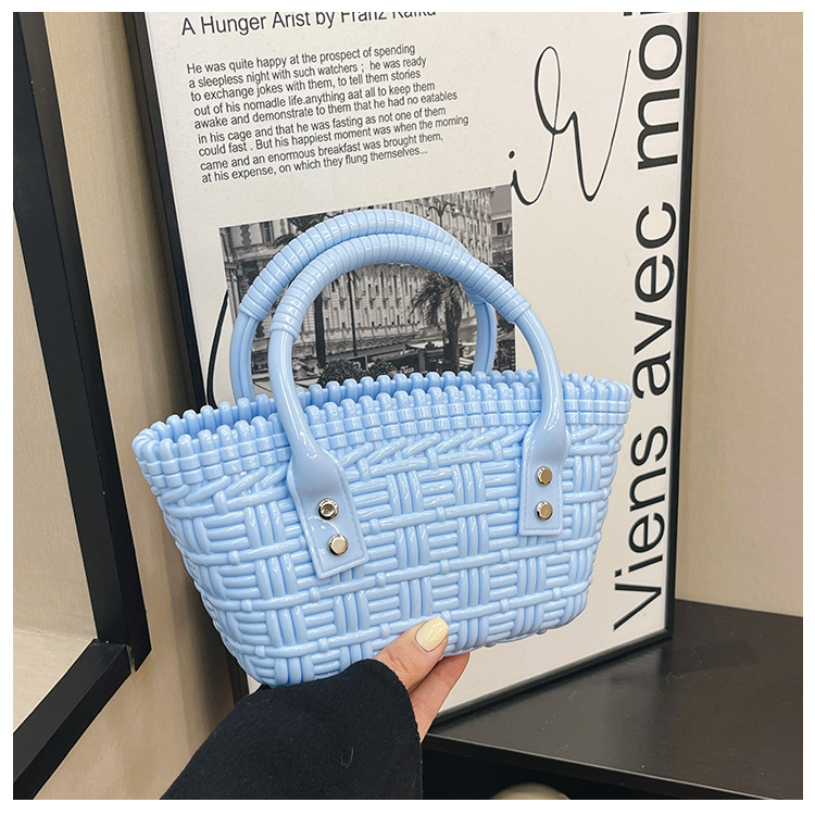 2025 New trendy and versatile crossbody mini vegetable basket jelly bag, fashionable hand-held woven bag, mini tote women's bag undefined