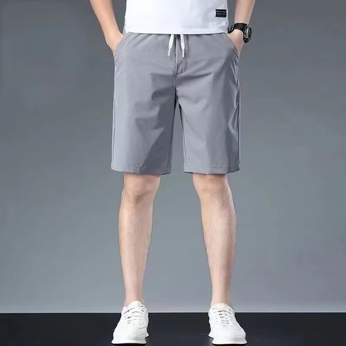 Casual and stylish men's summer shorts, trendy brand straight-leg loose fit large size sports five-hole mid-calf pants for men